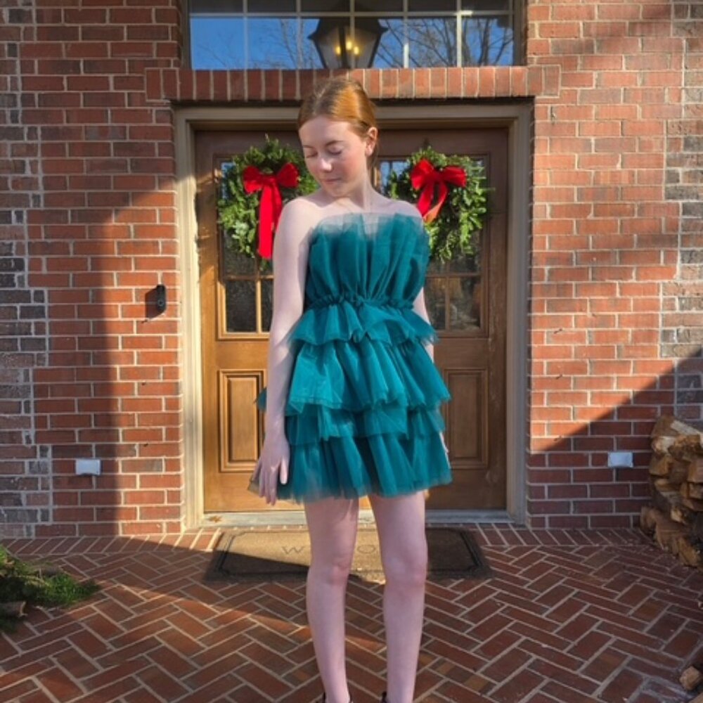 Green tulle dress